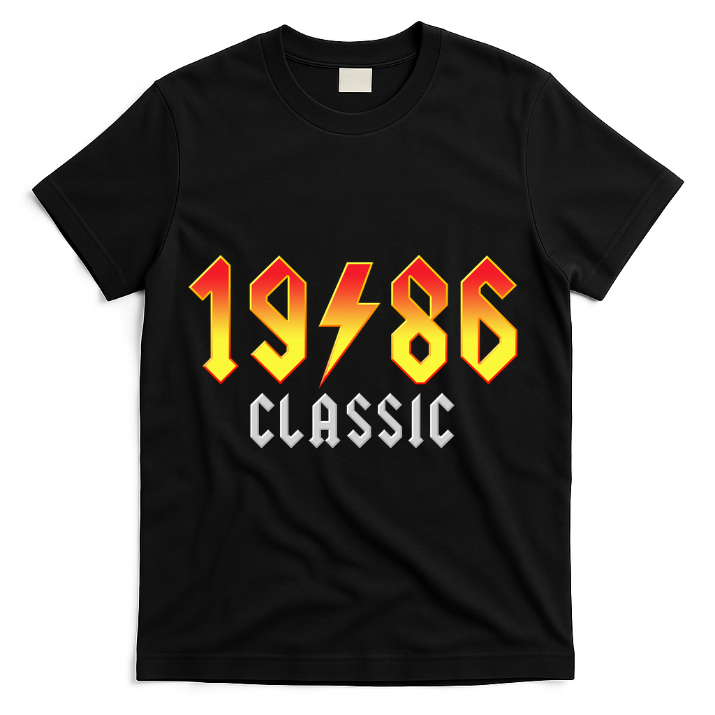 40th Birthday Classic 1986 Retro Rock Band T-Shirt - Black