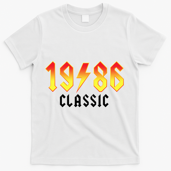 40th Birthday Classic 1986 Retro Rock Band T-Shirt - White