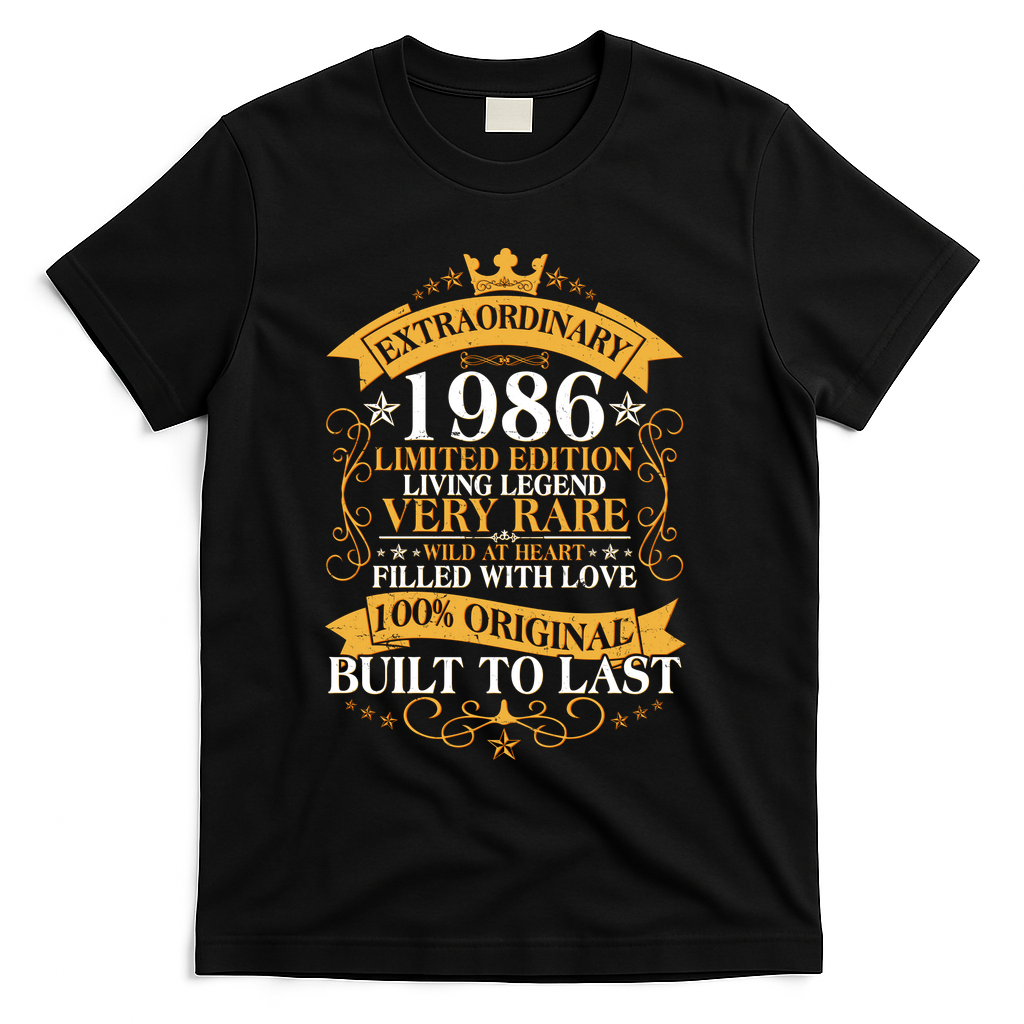 40th Birthday Extraordinary 1986 Limited Edition Living Legend Very Rare  T-Shirt - Black