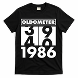 40th Birthday Oldometer 1986 T-Shirt - Black