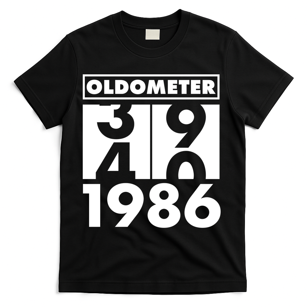 40th Birthday Oldometer 1986 T-Shirt - Black