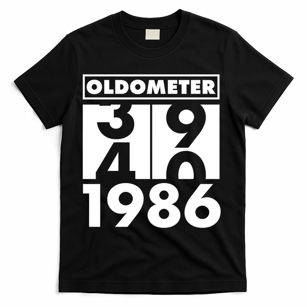 40th Birthday Oldometer 1986 T-Shirt - Black