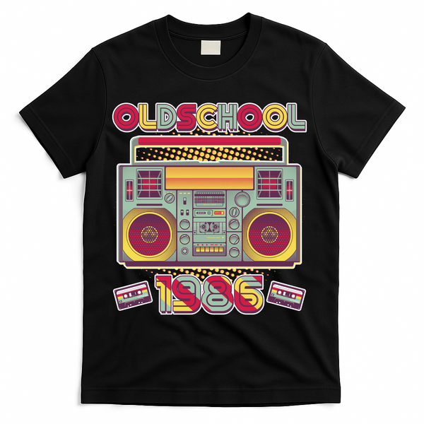 40th Birthday Oldschool Boombox 1986 T-Shirt - Black