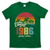 40th Birthday Retro Vintage 1986 Tropical Palm Trees T-Shirt - Green