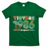 40th Birthday Retro Style Vintage 1986 Original Parts T-Shirt - Green
