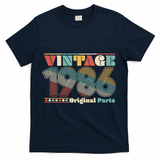 40th Birthday Retro Style Vintage 1986 Original Parts T-Shirt - Navy