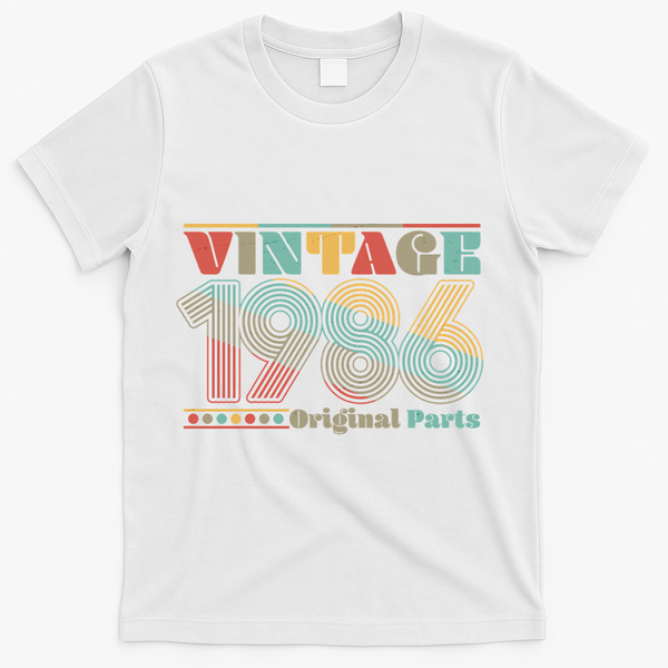 40th Birthday Retro Style Vintage 1986 Original Parts T-Shirt - White