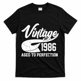 40th Birthday Sporty Vintage 1986 Age To Perfection  T-Shirt - Black