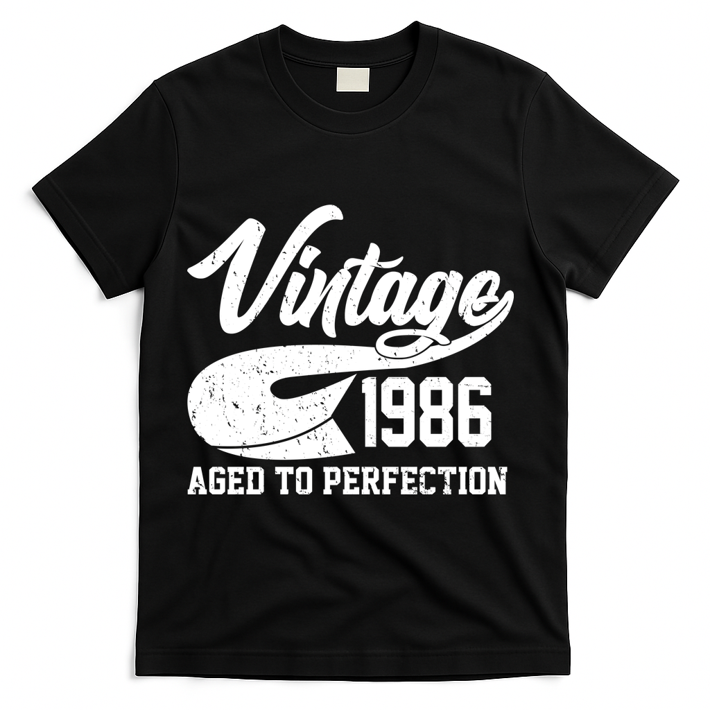 40th Birthday Sporty Vintage 1986 Age To Perfection  T-Shirt - Black