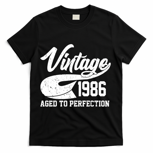 40th Birthday Sporty Vintage 1986 Age To Perfection  T-Shirt - Black