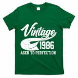 40th Birthday Sporty Vintage 1986 Age To Perfection  T-Shirt - Green