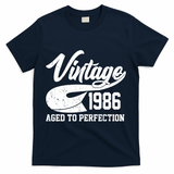 40th Birthday Sporty Vintage 1986 Age To Perfection  T-Shirt - Navy