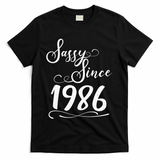 40th Birthday Sassy Since 1986 T-Shirt - Black