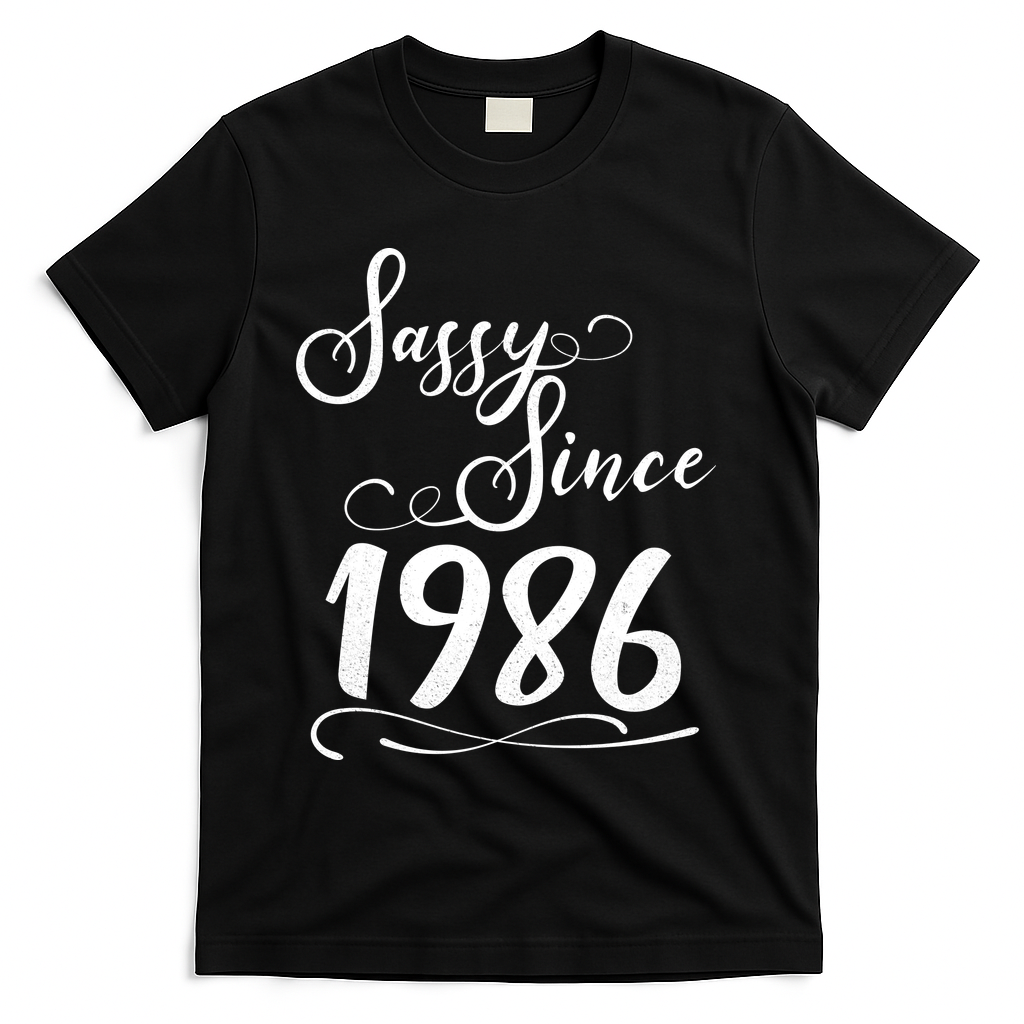 40th Birthday Sassy Since 1986 T-Shirt - Black