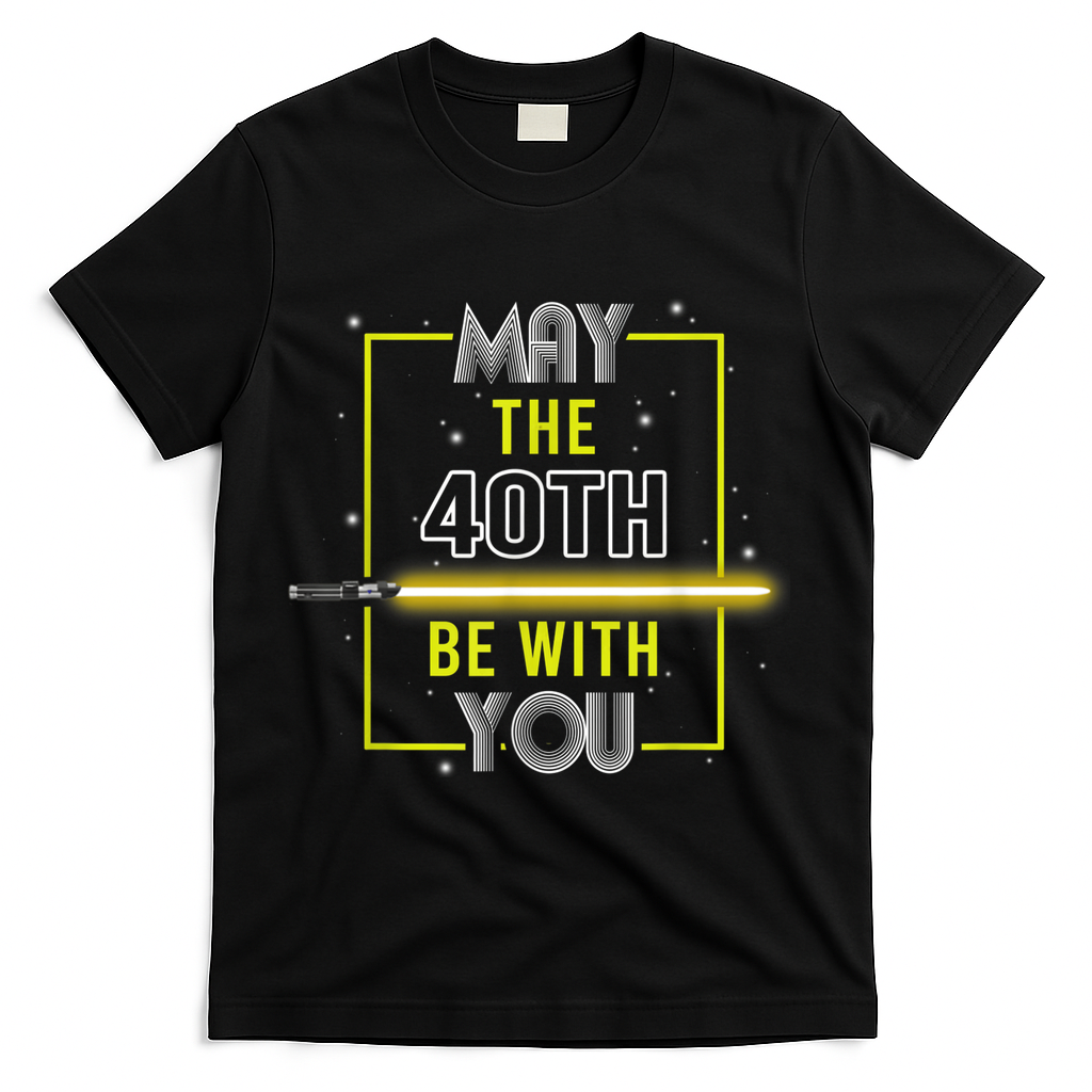 40th Birthday Tee May The 40th Be With You fortieth Birthday T-Shirt - Black