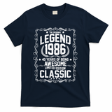 40th Birthday The Original Legend 1986 Awesome Classic  T-Shirt - Navy