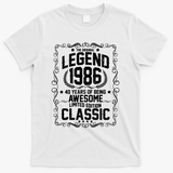 40th Birthday The Original Legend 1986 Awesome Classic  T-Shirt - White