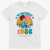 40th Birthday Vintage Rosie The Riveter 1986 Original Part  T-Shirt - White