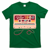 40th Birthday Vintage 1986 Limited Edition Cassette Tape T-Shirt - Green