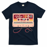40th Birthday Vintage 1986 Limited Edition Cassette Tape T-Shirt - Navy