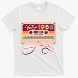 40th Birthday Vintage 1986 Limited Edition Cassette Tape T-Shirt - White