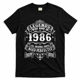 40th Birthday Vintage Scroll Border Legends Were Born Age Perfectly 1986 T-Shirt - Black
