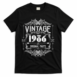 40th Birthday Vintage 1986 Old Style Top Notch Mostly Original Parts Whiskey Label T-Shirt - Black
