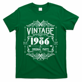 40th Birthday Vintage 1986 Old Style Top Notch Mostly Original Parts Whiskey Label T-Shirt - Green