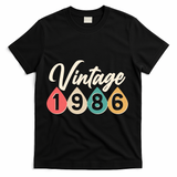 40th Birthday Vintage 1986 Retro Teardrop Design  T-Shirt - Black