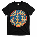 40th Birthday Vintage 1986 All Original Parts Shield Emblem  T-Shirt - Black