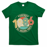 40th Birthday Vintage 1986 All Original Parts Emblem T-Shirt - Green