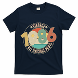 40th Birthday Vintage 1986 All Original Parts Emblem T-Shirt - Navy