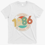 40th Birthday Vintage 1986 All Original Parts Emblem T-Shirt - White