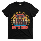 40th Birthday Vintage 1986 40 Years Of Being Awesome Limited Edition  T-Shirt - Black