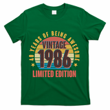 40th Birthday Vintage 1986 40 Years Of Being Awesome Limited Edition  T-Shirt - Green