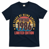 40th Birthday Vintage 1986 40 Years Of Being Awesome Limited Edition  T-Shirt - Navy