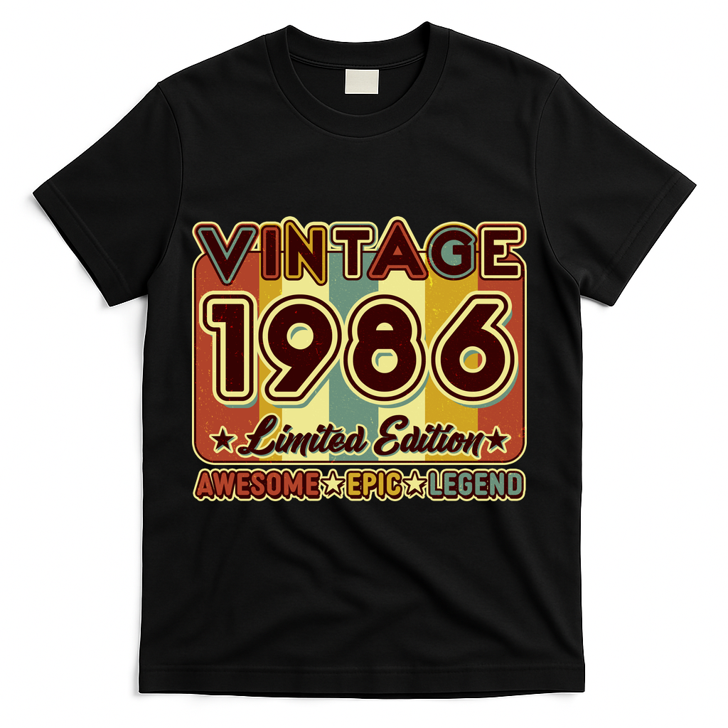 40th Birthday Vintage 1986 Limited Edition Awesome Epic Legend T-Shirt - Black