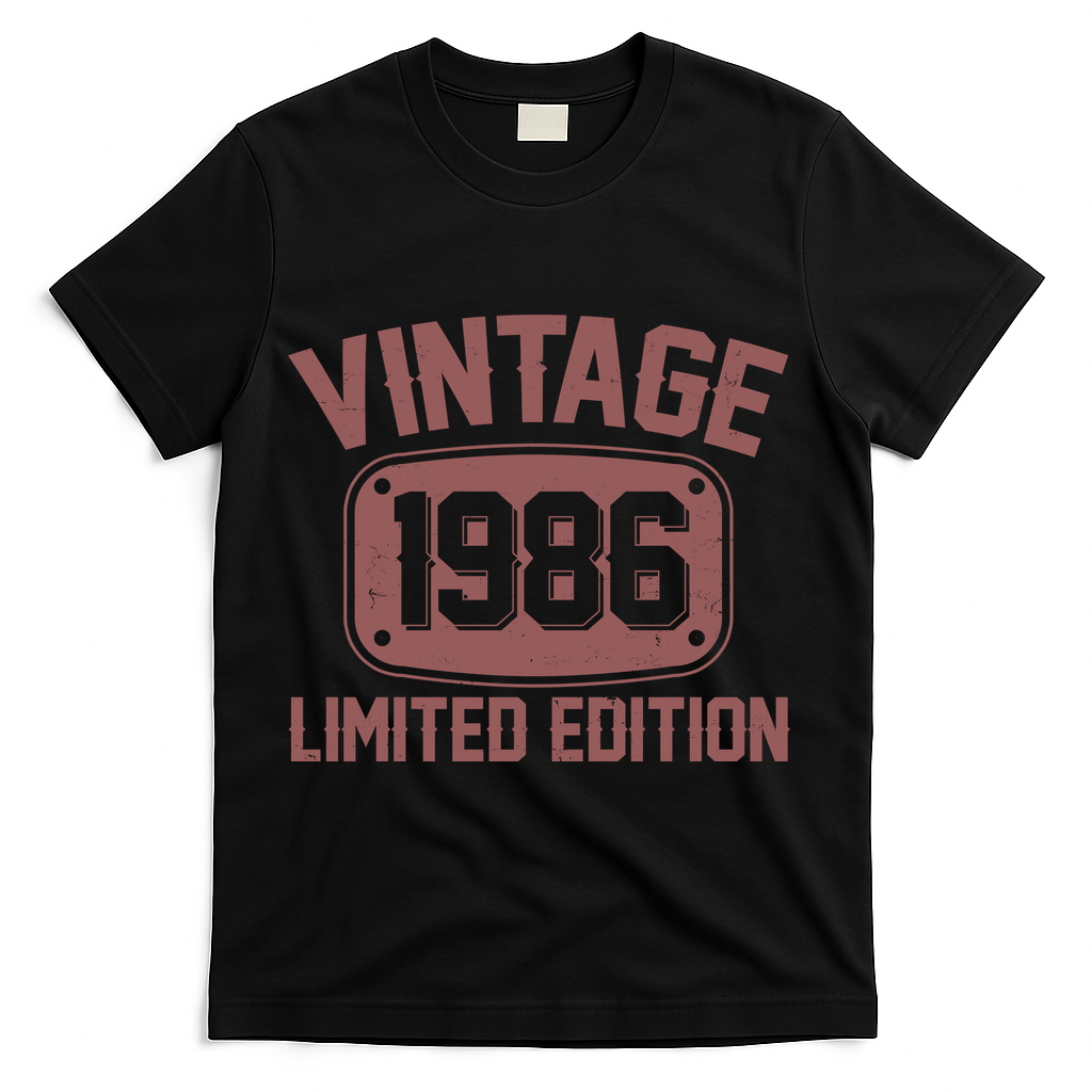 40th Birthday Vintage 1986 Limited Edition Birthday Metal Plate  T-Shirt - Black