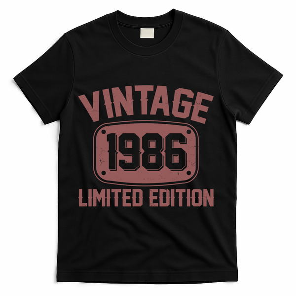 40th Birthday Vintage 1986 Limited Edition Birthday Metal Plate  T-Shirt - Black