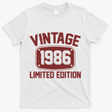 40th Birthday Vintage 1986 Limited Edition Birthday Metal Plate  T-Shirt - White