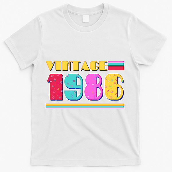 40th Birthday Vintage 1986 1980s Colors  T-Shirt - White