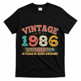 40th Birthday Vintage 1986 Limited Edition 40 Years Of Being Awesome T-Shirt - Black