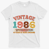 40th Birthday Vintage 1986 Limited Edition 40 Years Of Being Awesome T-Shirt - White