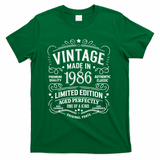 40th Birthday Vintage Made In 1986 Premium Quality Authentic Classic Birthday T-Shirt - Green