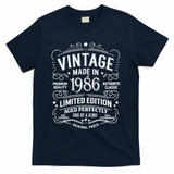 40th Birthday Vintage Made In 1986 Premium Quality Authentic Classic Birthday T-Shirt - Navy