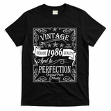 40th Birthday Vintage 1986 Genuine Quality Age To Perfection Original Parts Mostly T-Shirt - Black