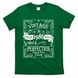 40th Birthday Vintage 1986 Genuine Quality Age To Perfection Original Parts Mostly T-Shirt - Green