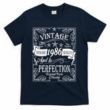 40th Birthday Vintage 1986 Genuine Quality Age To Perfection Original Parts Mostly T-Shirt - Navy