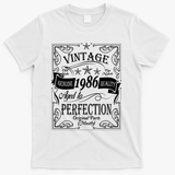 40th Birthday Vintage 1986 Genuine Quality Age To Perfection Original Parts Mostly T-Shirt - White