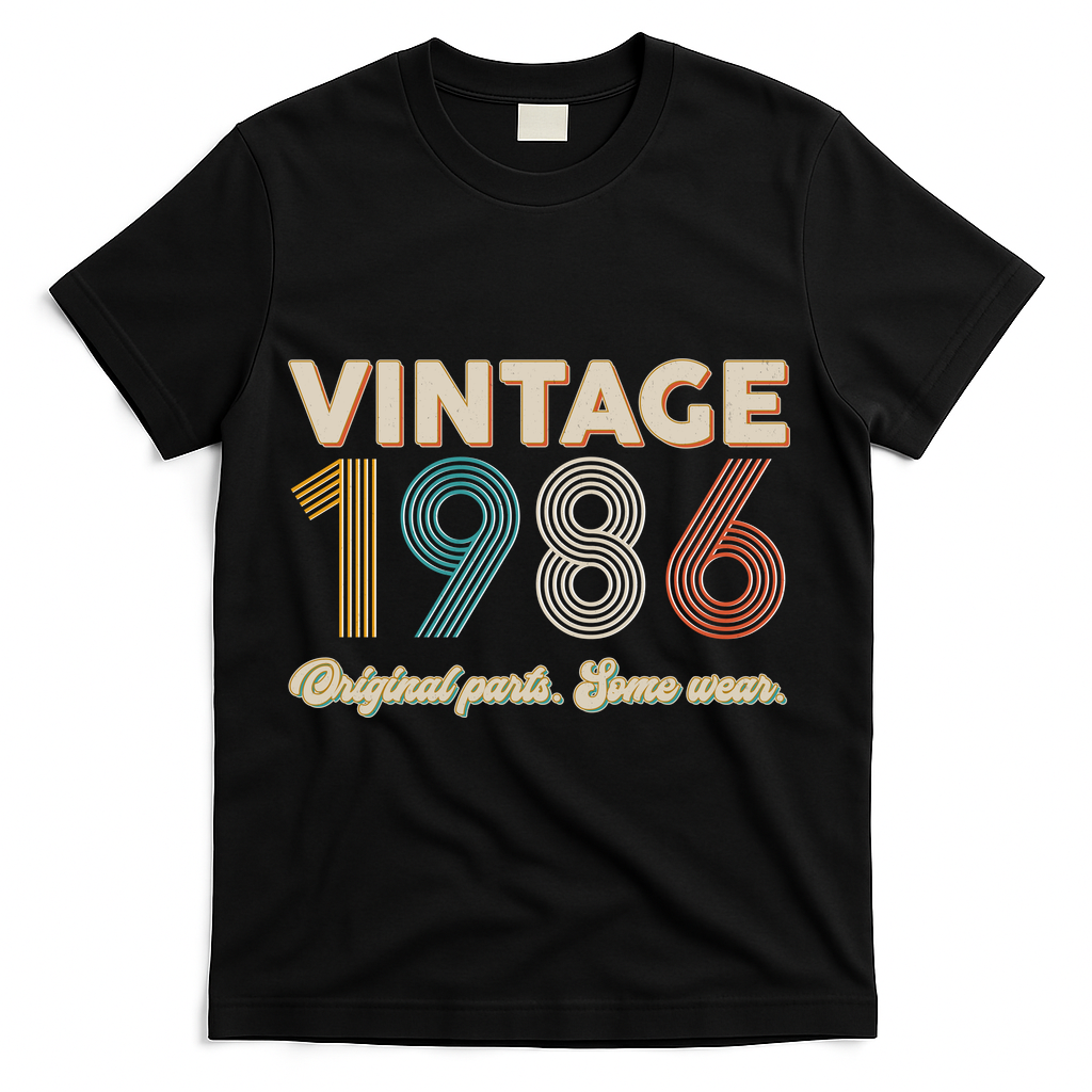 40th Birthday Vintage 1986 Original Parts Some Wear  T-Shirt - Black